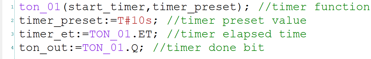 Structured Text on delay timer(TON) in Micro 800